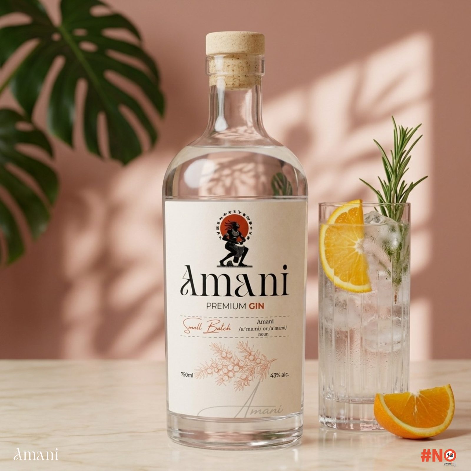 Amani Premium Gin bottle detail